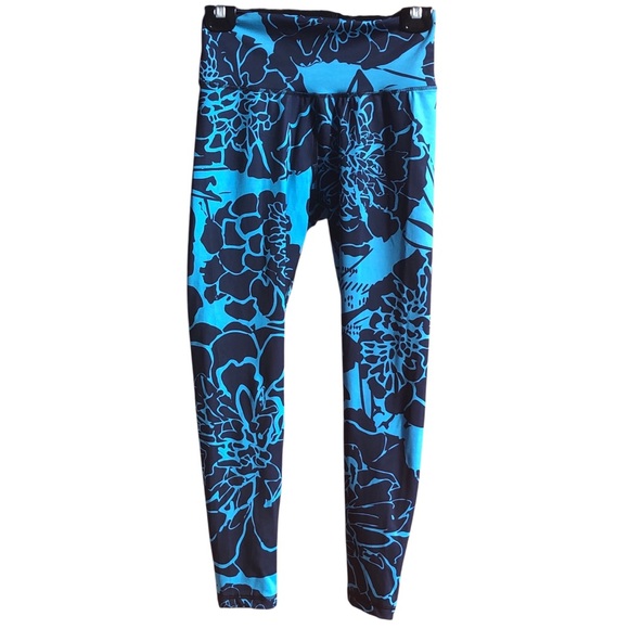 adidas Pants - 030 - Adidas Optime Superher Training 7/8 Leggings Blue Floral